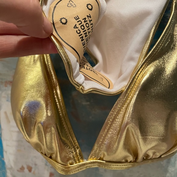 NWT (M) GOLDEN shine gold Brazilian bikini skimpy triangle competition bikini - Picture 2 of 8